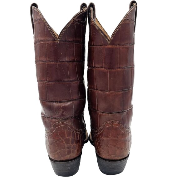 Vintage Justin 8880 Exotic Men's 10.5 Brown Full Alligator Cowboy Western Boots - Picture 3 of 16